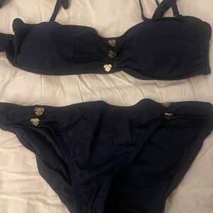 Juicy Couture Navy Bikini with Gold Heart Accents